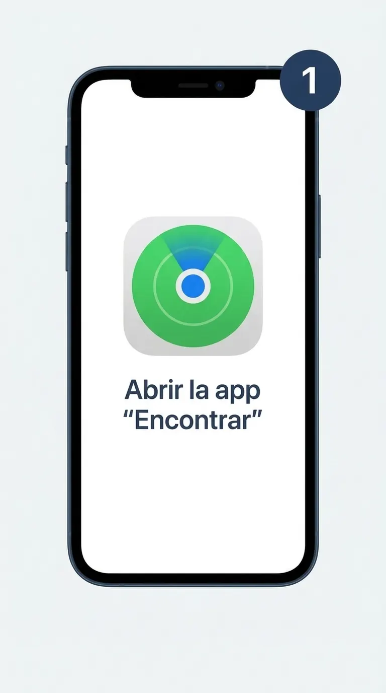Paso 1 en el móvil: abrir la app Buscar de Apple